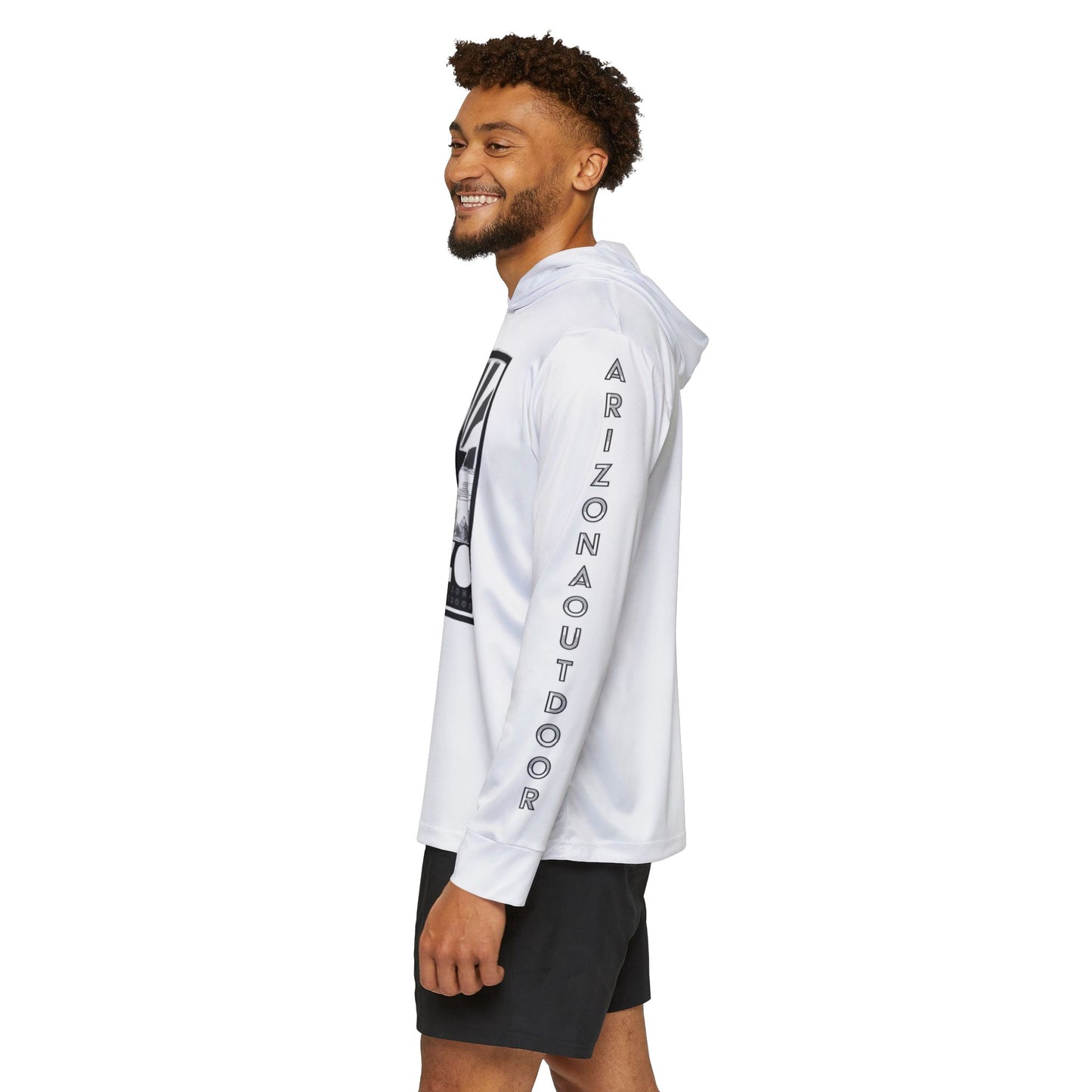 Quick Dry AZ State Pride Sun Hoodie | Black on White