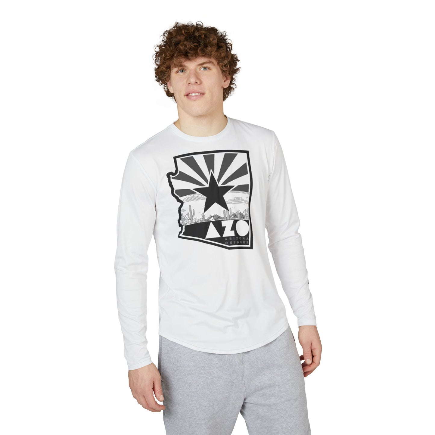 AZO UV Protection Long Sleeve Shirt | White w Black AZ State Logo