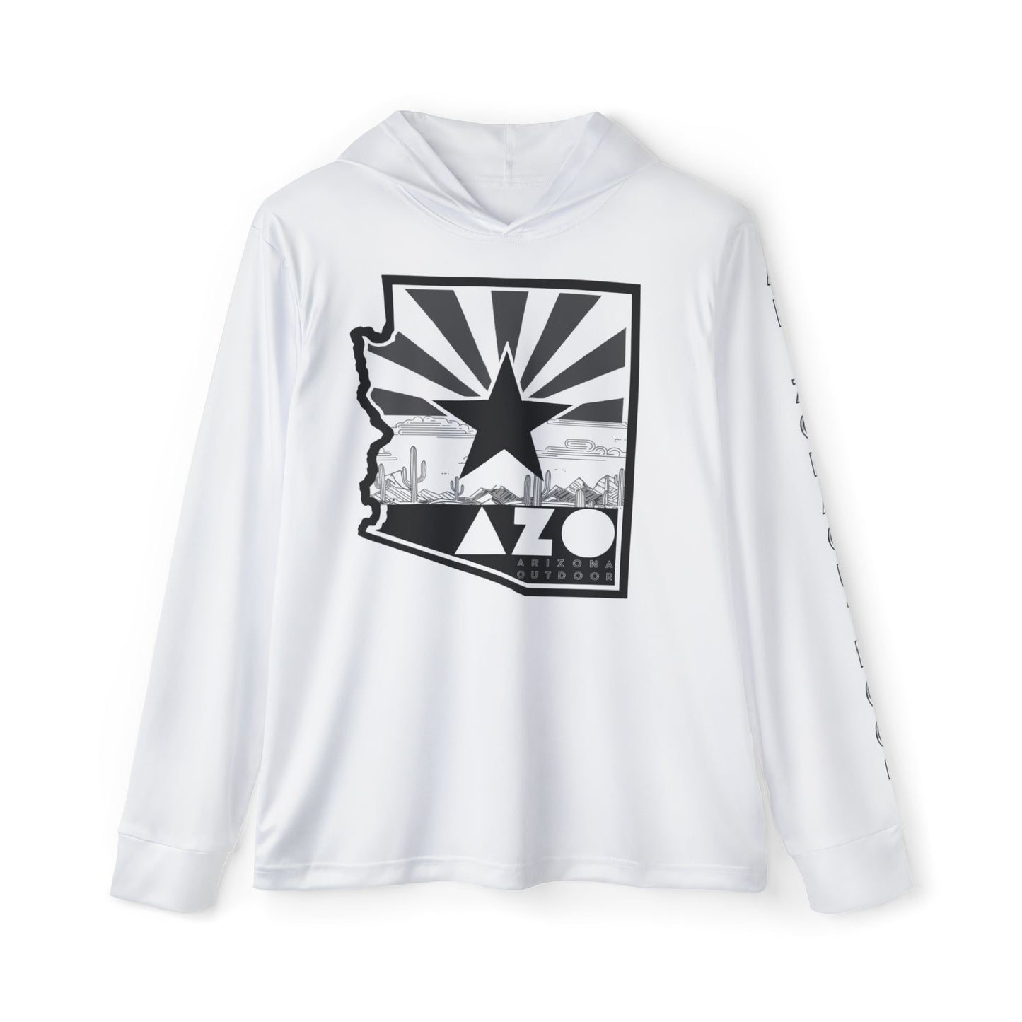 Quick Dry AZ State Pride Sun Hoodie | Black on White
