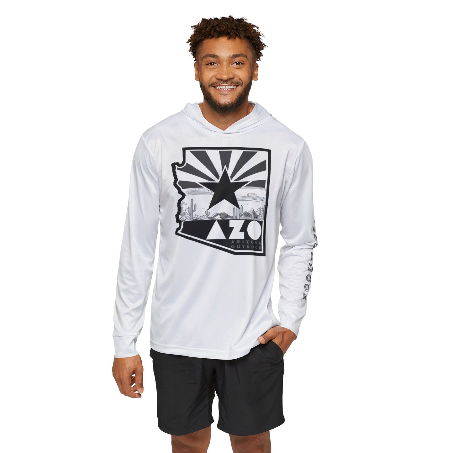 Quick Dry AZ State Pride Sun Hoodie | Black on White