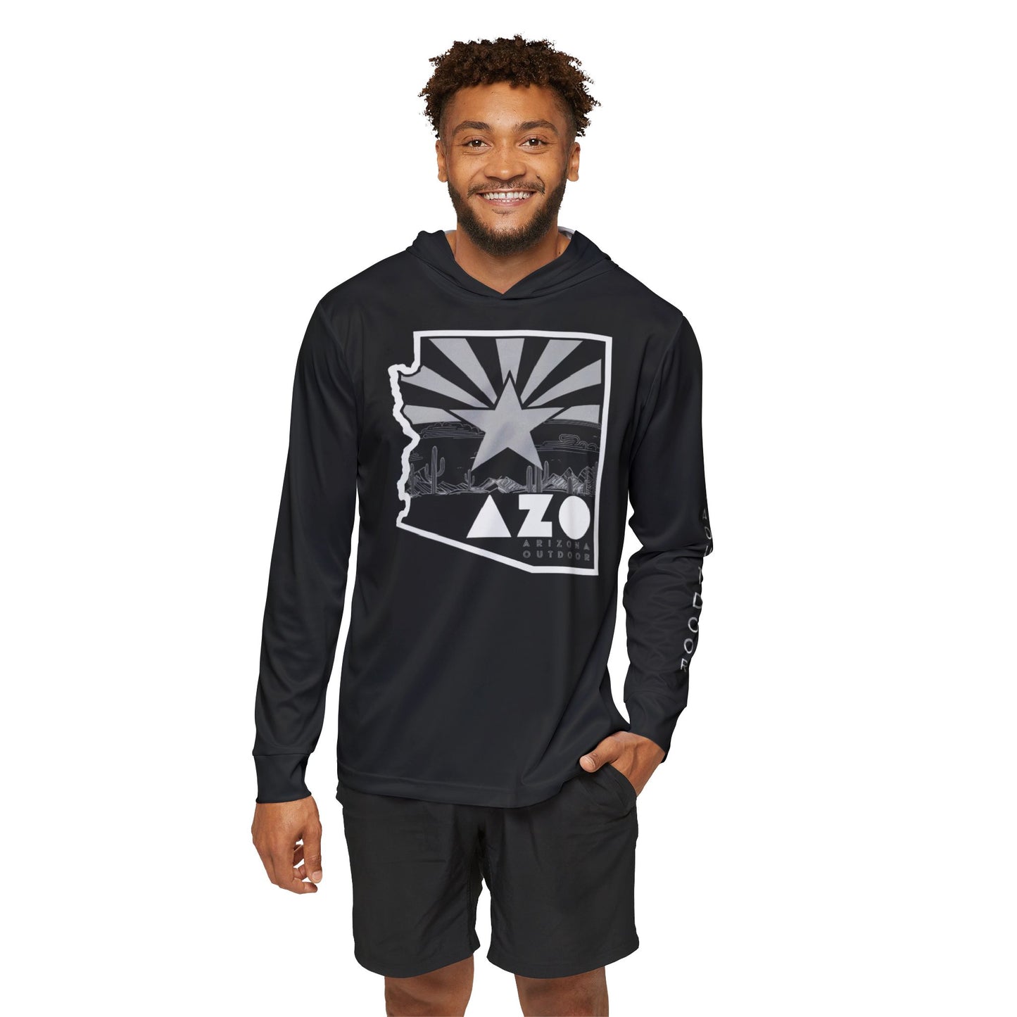 AZO State Pride Classic Lightweight Quick-Dry Sun Hoodie | White on Black
